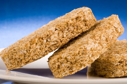 Close up of a wholesome wheat biscuit breakfast