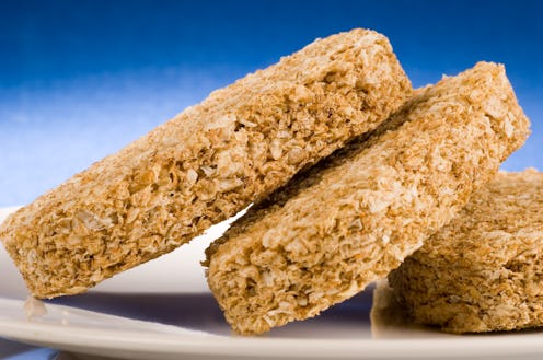 Close up of a wholesome wheat biscuit breakfast