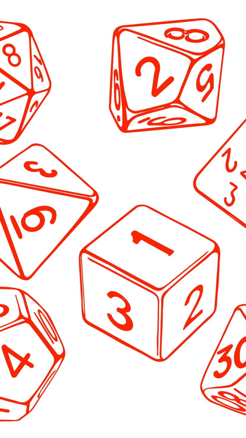 collection of dice for role-playing games isolated on white background hand drawn vector illustratio...