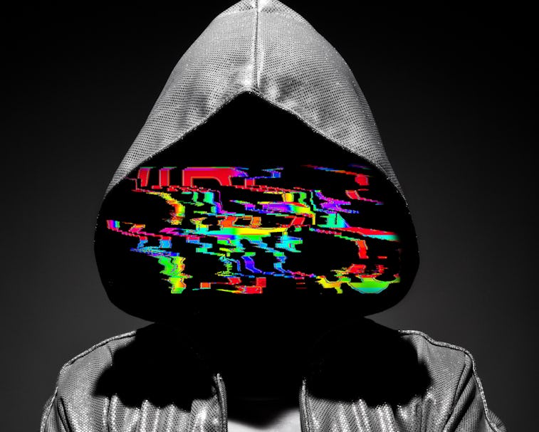 Man in the hood with shaded face. Hacker.