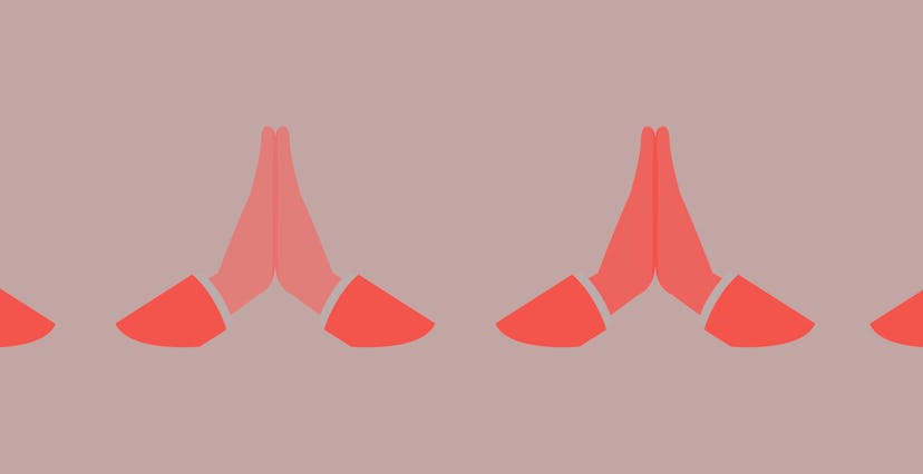 Icon set of praying hands, emoji praying hands many tones concept.