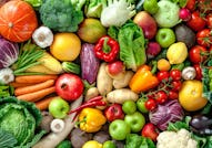 A wide variety of colorful fresh fruit and vegetables