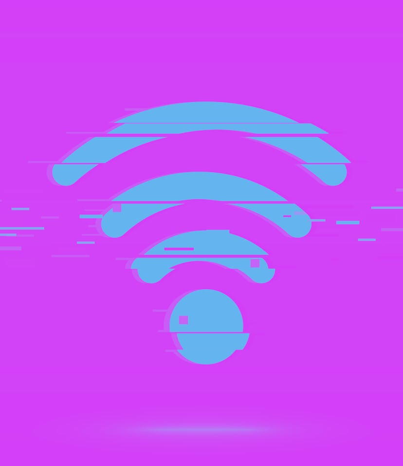 Wi-Fi Icon,glitch design, abstract background. vector illustration