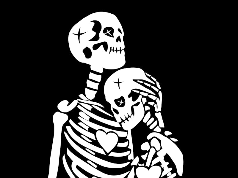 romantic skeleton couple vector. The Kiss of Death. skeletons love tattoo. skeleton in Love. valenti...