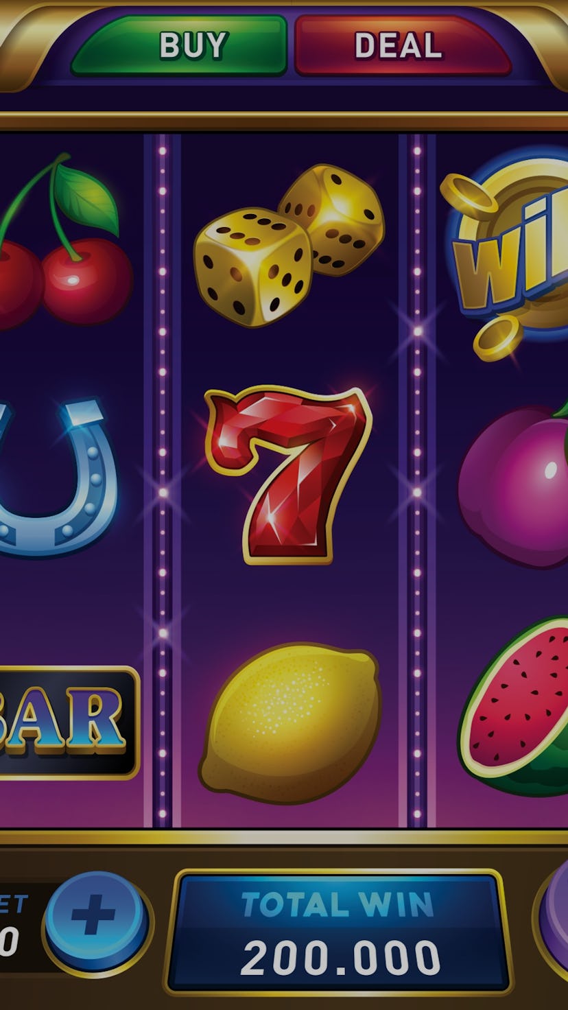 Main screen for slots games. Slots Gameplay icons and buttons. Mobile Game Assets. user interface. c...