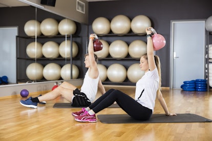 Use a kettlebell to do a HIIT ab workout.