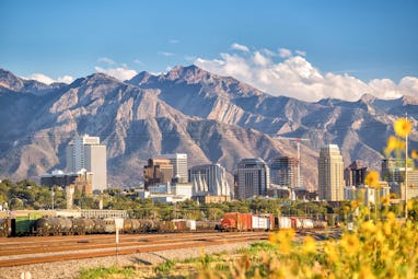 Downtown Salt Lake City skyline Utah in USA