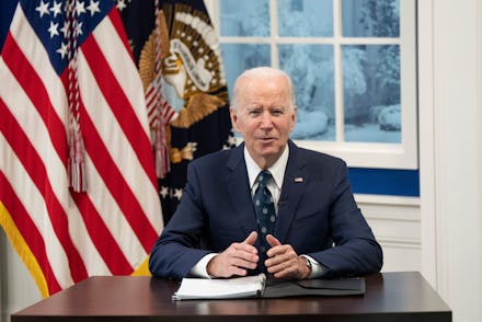 US President Joe Biden meets virtually with farmers and ranchers to discuss his Administration's wor...