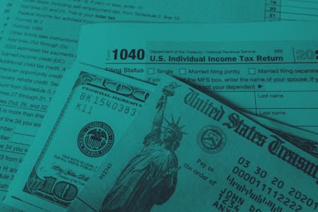 Stimulus economic tax return check and and 1040 Form.