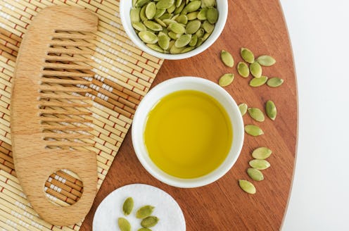 Pumpkin seed oil has major benefits when it's included in hair & skincare products.