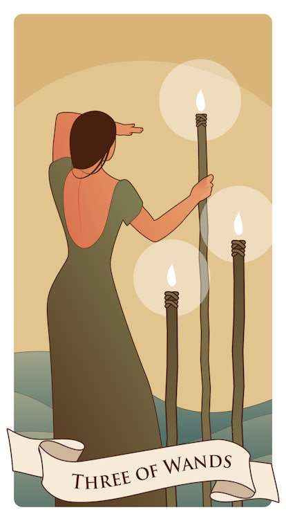 Three of wands is the card for Sagittarius' Halloween tarot reading.
