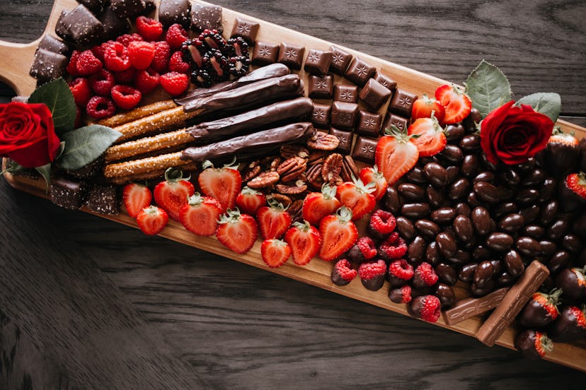 Chocolate Charcuterie Board with Chocolate Dipped Fruit