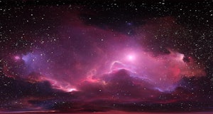 360 degree stellar system and glowing nebula. Panorama, environment 360 HDRI map. Equirectangular pr...