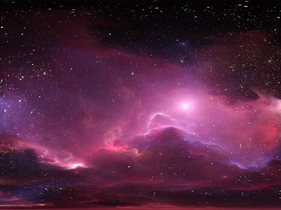 360 degree stellar system and glowing nebula. Panorama, environment 360 HDRI map. Equirectangular pr...