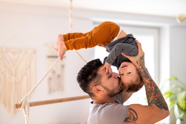 Father playing with his little son at home, shakespeare names