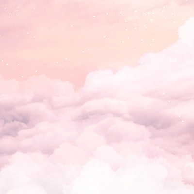 Sugar cotton pink clouds vector design background. Glamour fairytale backdrop. Plane sky view with s...