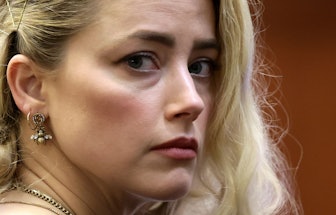 Actor Amber Heard waits before the jury said that they believe she defamed ex-husband Johnny Depp wh...