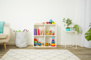 Organized space with children's toys and books