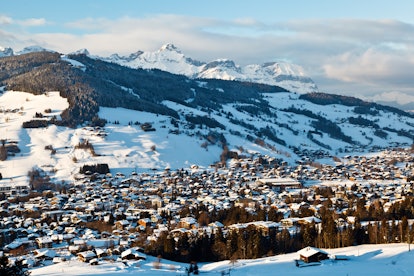 View from Above on Mountain Village of Megeve, French Alps