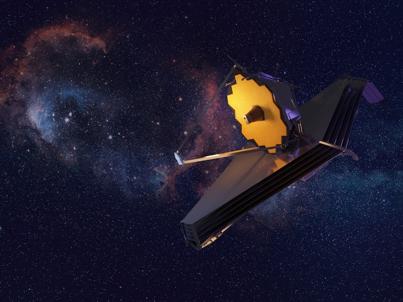 James Webb Space Telescope in space. Some elements of this image furnished by NASA. 3d rendering sci...