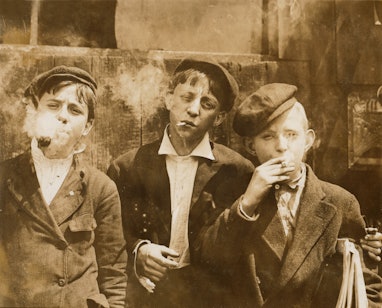 Boys smoking,'A.M. Monday, newsies at Skeeter's branch They were all smoking.', St. Louis, Missouri,...