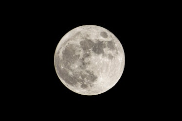 Super full moon with dark background. Madrid, Spain, Europe. Horizontal Photography.