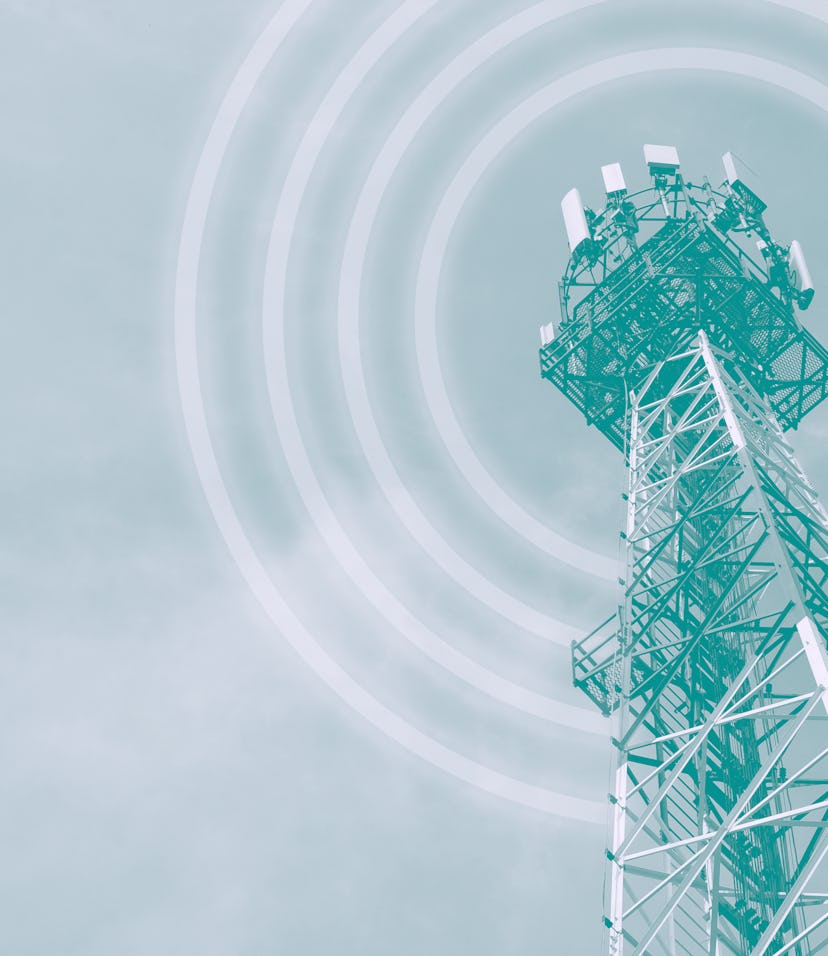 Telecom tower and 5G network graphic