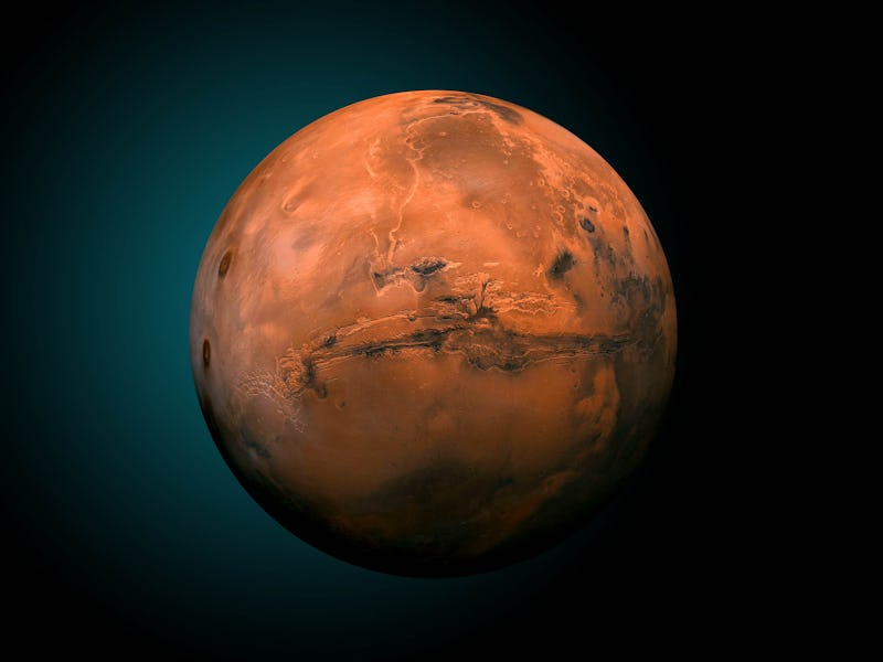 Solar System - Mars. Planet near Sun. Mars is a terrestrial planet with a thin atmosphere, having cr...