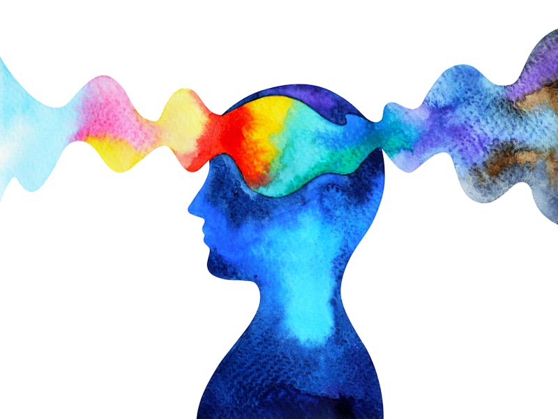 human head chakra power inspiration abstract thinking watercolor painting illustration design art ha...
