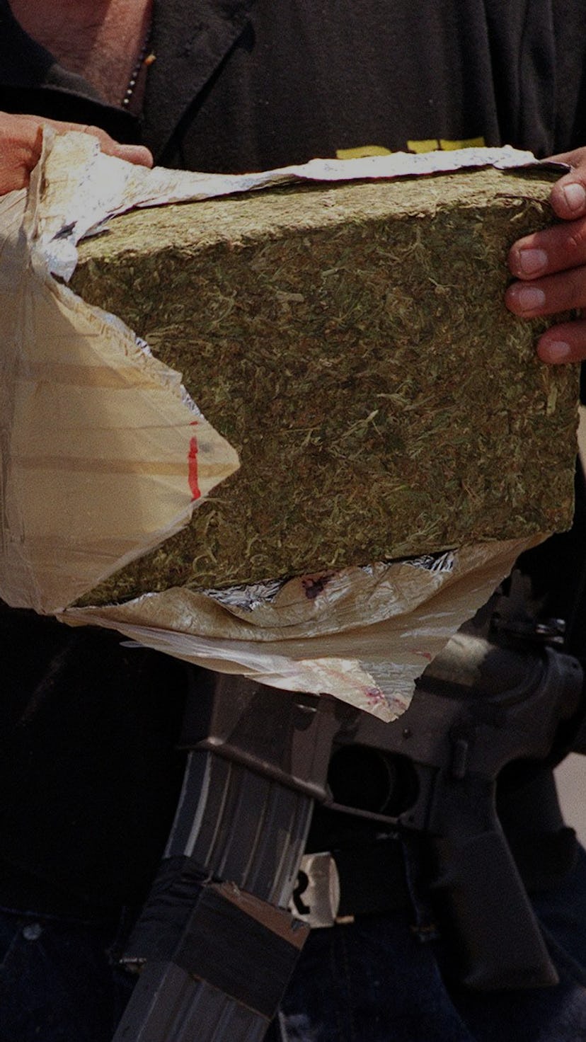 Mexican anti-narcotics police prepare to burn 2.5 tons of marijuana and cocaine in Mazatlan in the M...