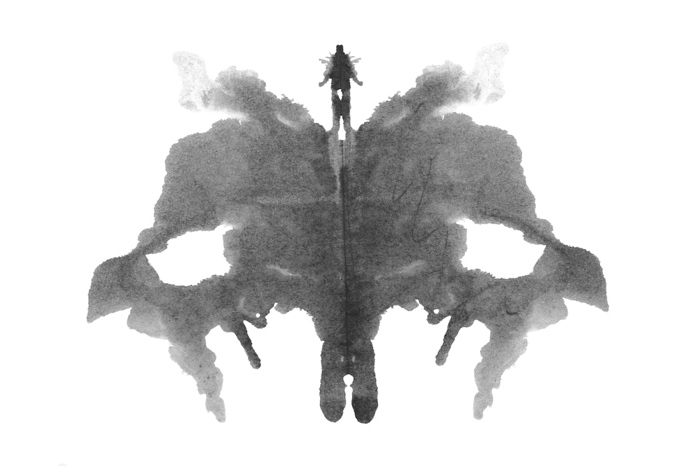 Rorschach photo, inkblot test isolated on white background
