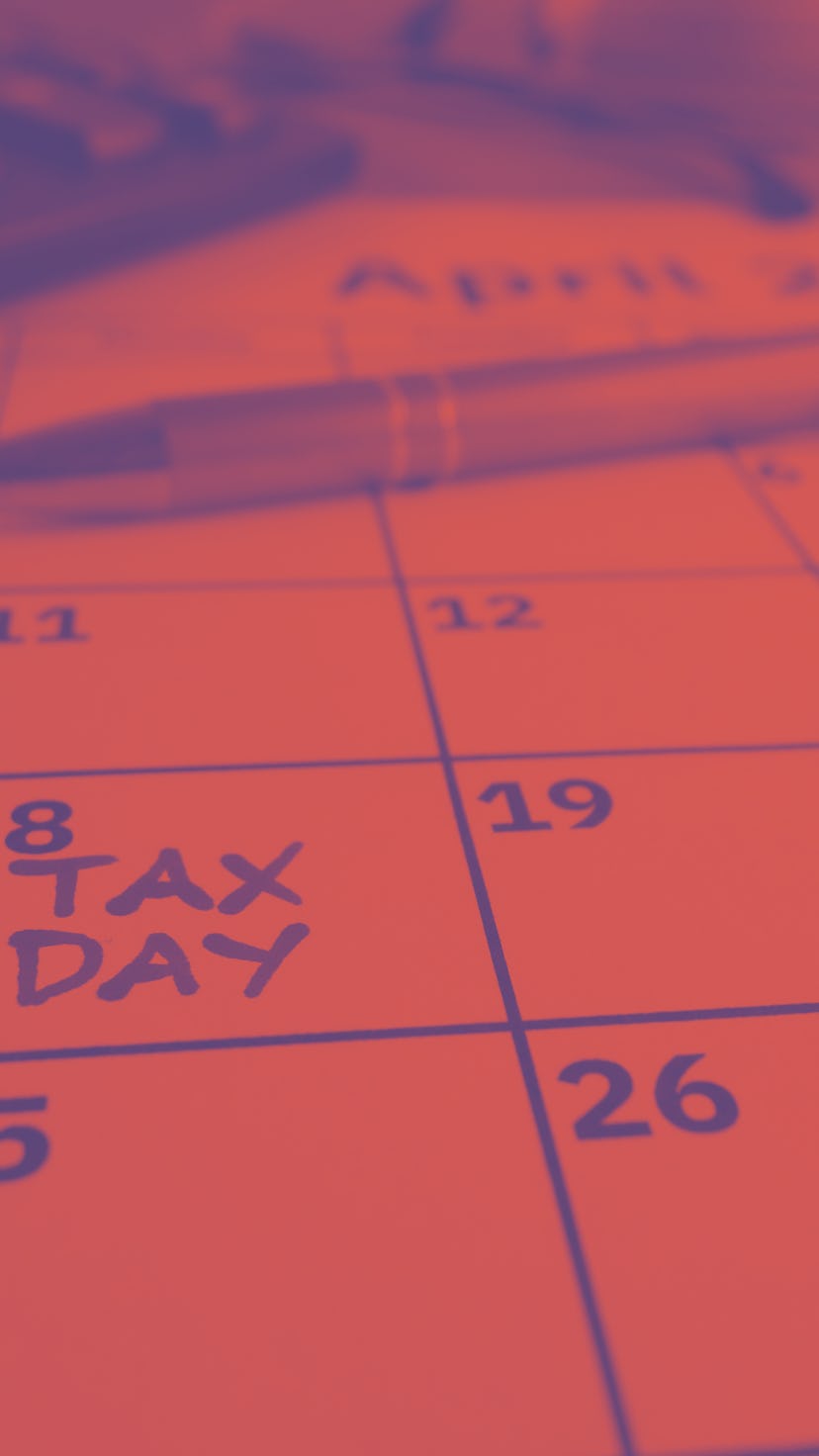 Tax payment day marked on a calendar - April 18, 2022, financial concept