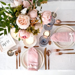 Beautiful holiday Easter table setting, close up 