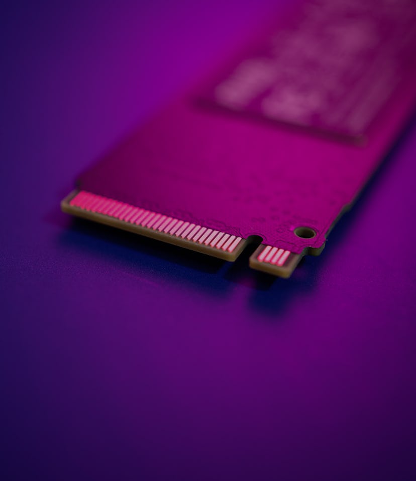 NVME M2 SSD Solid State Disk for data storage at high speed closeup