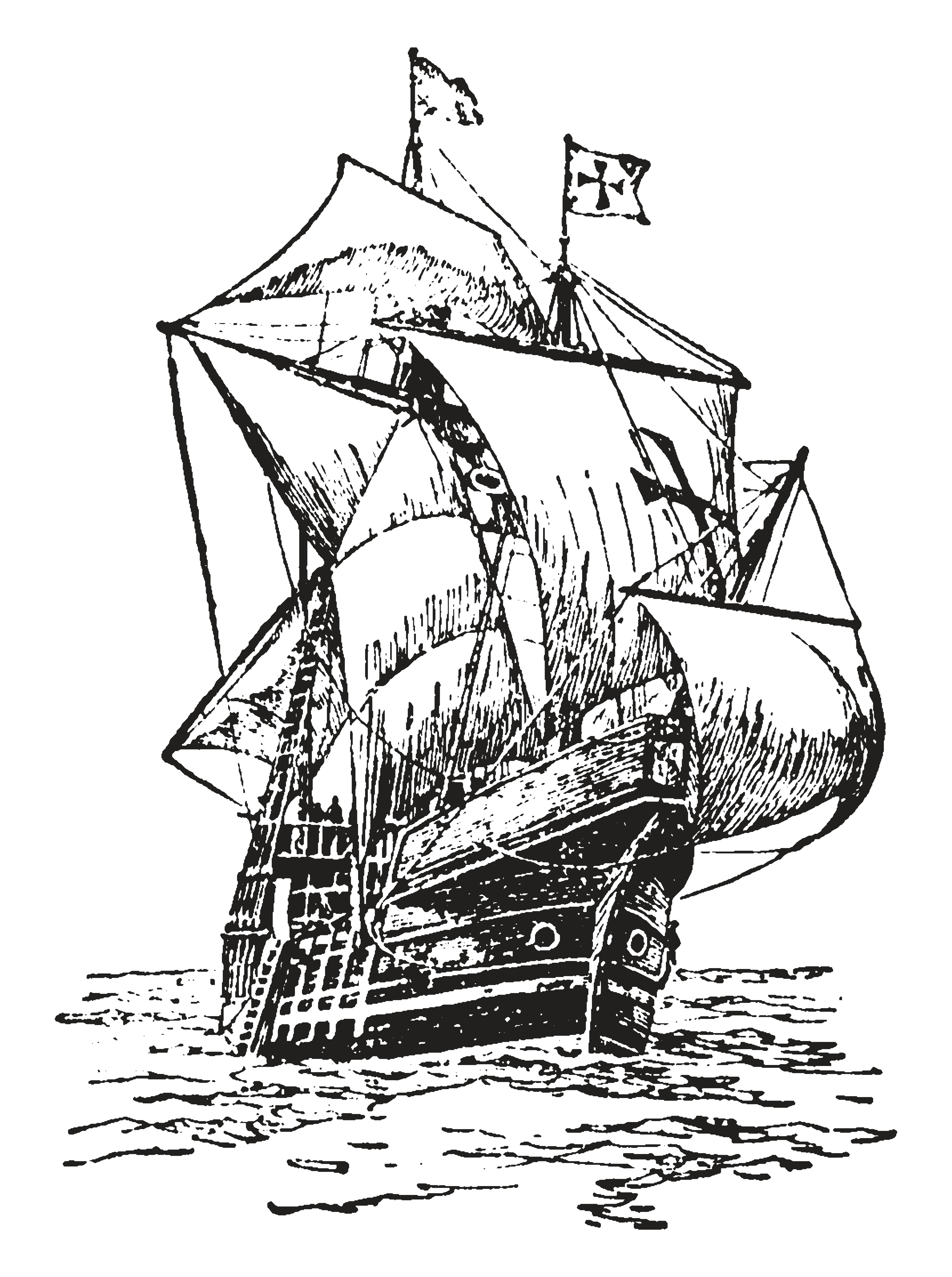 Santa Maria was the largest of the three ships used by Christopher Columbus in his first voyage, vin...