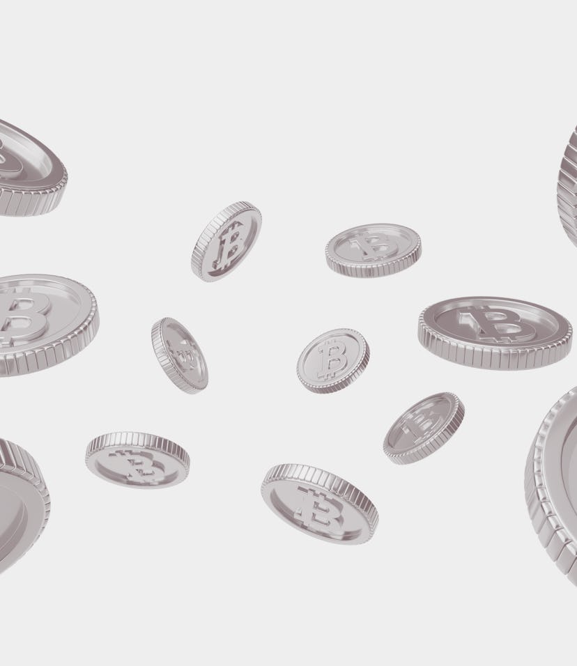 Bitcoin Scattered Gold Coins Falling 3d Coin, Cryptocurrencies explosion, Golden bitcoins, Golden Bi...