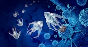 Nanotechnology medical treatment and future medicine concept as a group of microscopic nano robots o...
