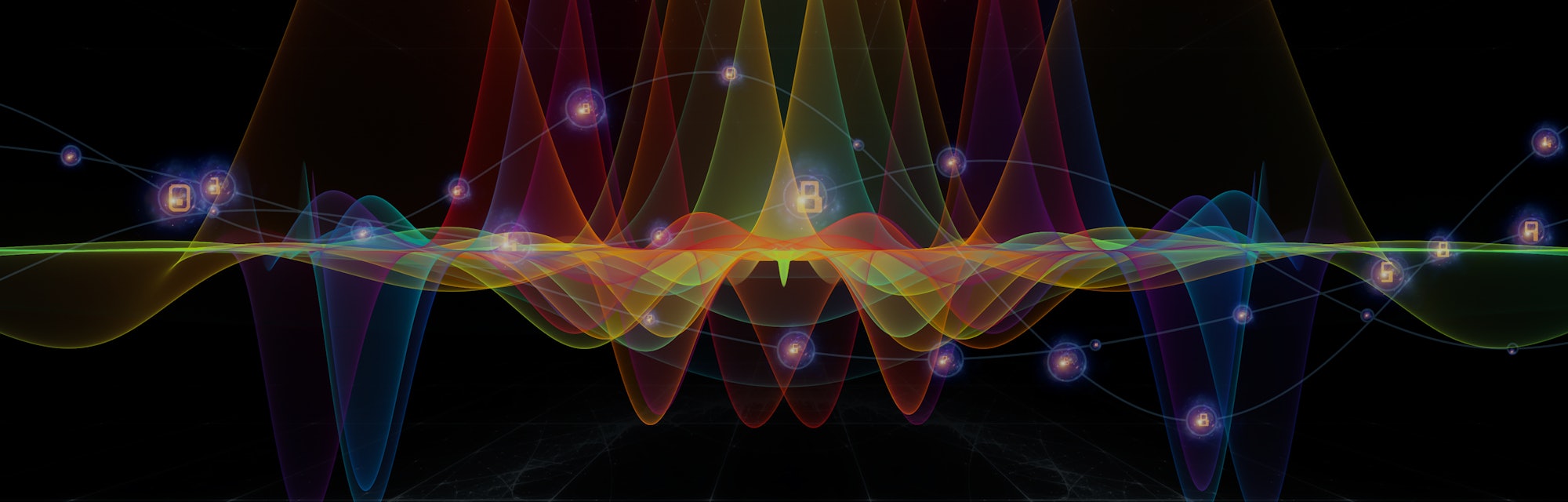 Wave Function series. Backdrop of  colored sine vibrations, light and fractal elements to complement...