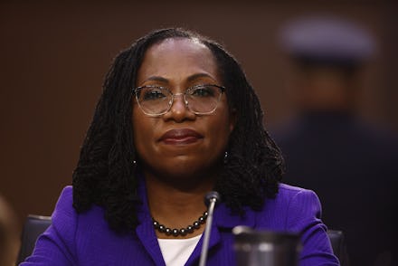 Judge Ketanji Brown Jackson arrives before the Senate judiciary committee for her confirmation heari...
