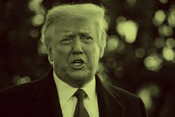U.S. President Donald Trump speaks to members of the media before boarding Marine One on the South L...