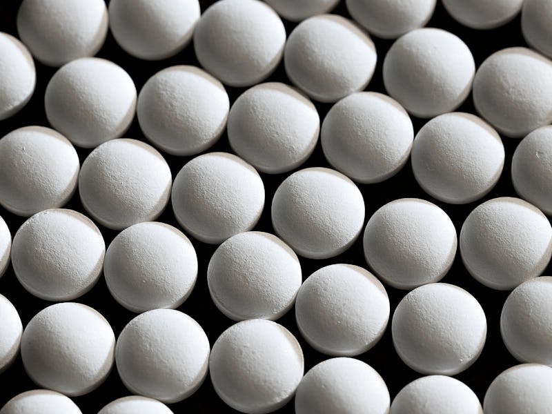 close-up of melatonin tablets. dietary concept. dietary supplement topview.