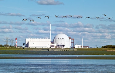 Riverside view of Brokdorf Nuclear Power Plant