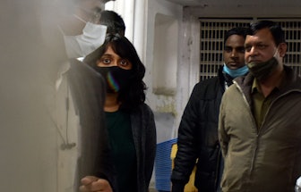 Climate activist Disha Ravi during a hearing at Patiala House Court where she was granted bail in th...