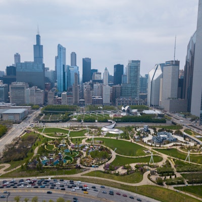 Beutiful aerial view of the Chicago Parks and City
