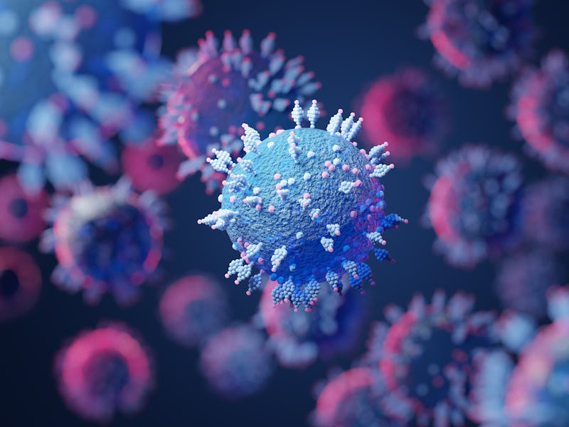 Macro coronavirus(covid-19) cell delta plus variant. B.1.1.529,B.1640.1,deltacron,COVID 19 variant o...
