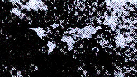 A lake in the shape of the world's continents in the middle of untouched nature. A metaphor for ecol...