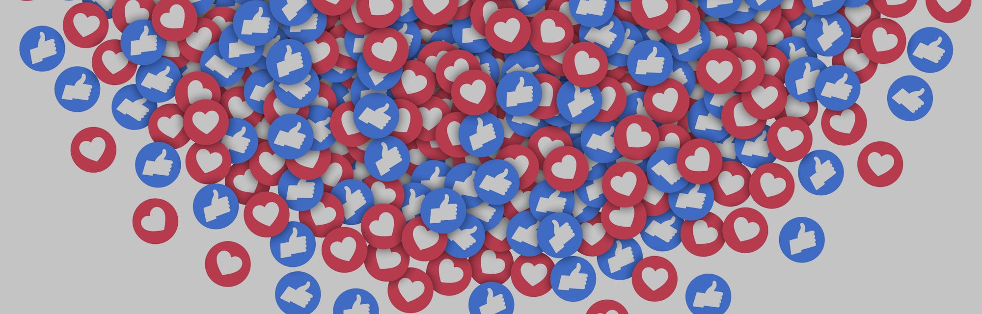 Social Media Networks Blue and Red Like Icons Thumbs Up And Hearts Facebook Vector Abstract Backgrou...