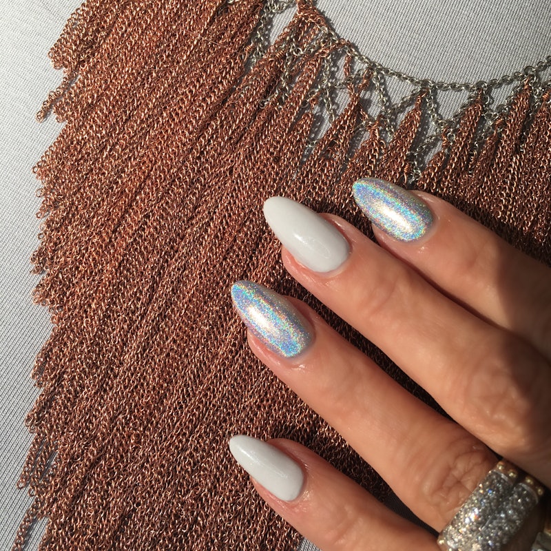 Holographic nails are so eye-catching, you won't need to add any extra accessories.