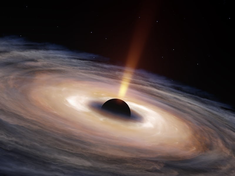 A deep space black hole galaxy. 3D illustration
