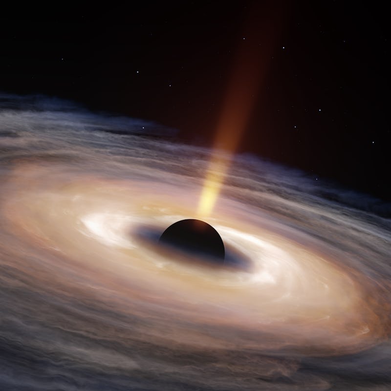 A deep space black hole galaxy. 3D illustration